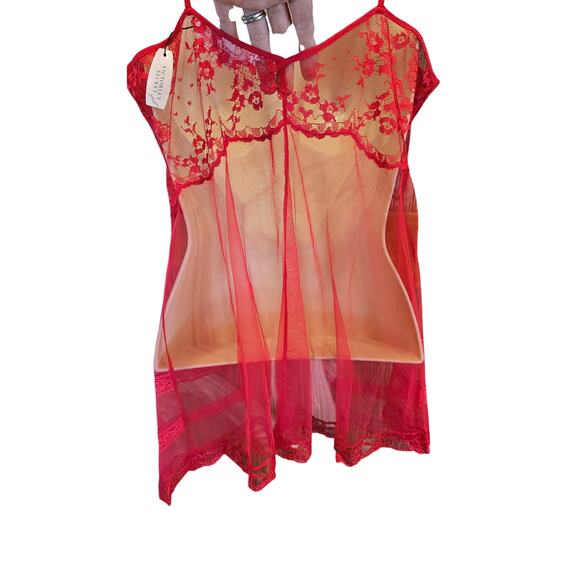 NWT Victoria's Secret sexy lingerie teddy tank lace red sz M open front NEW - Picture 3 of 6